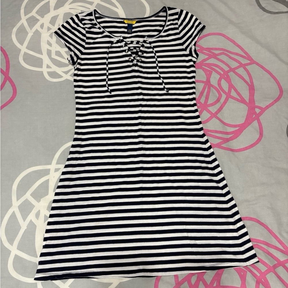 Aeropostale Navy Blue and White Striped Dress